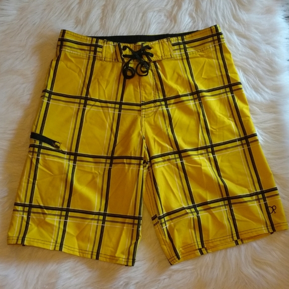 OP Other - OP Yellow & Navy Plaid Swim Shorts